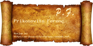 Prikosovits Ferenc névjegykártya